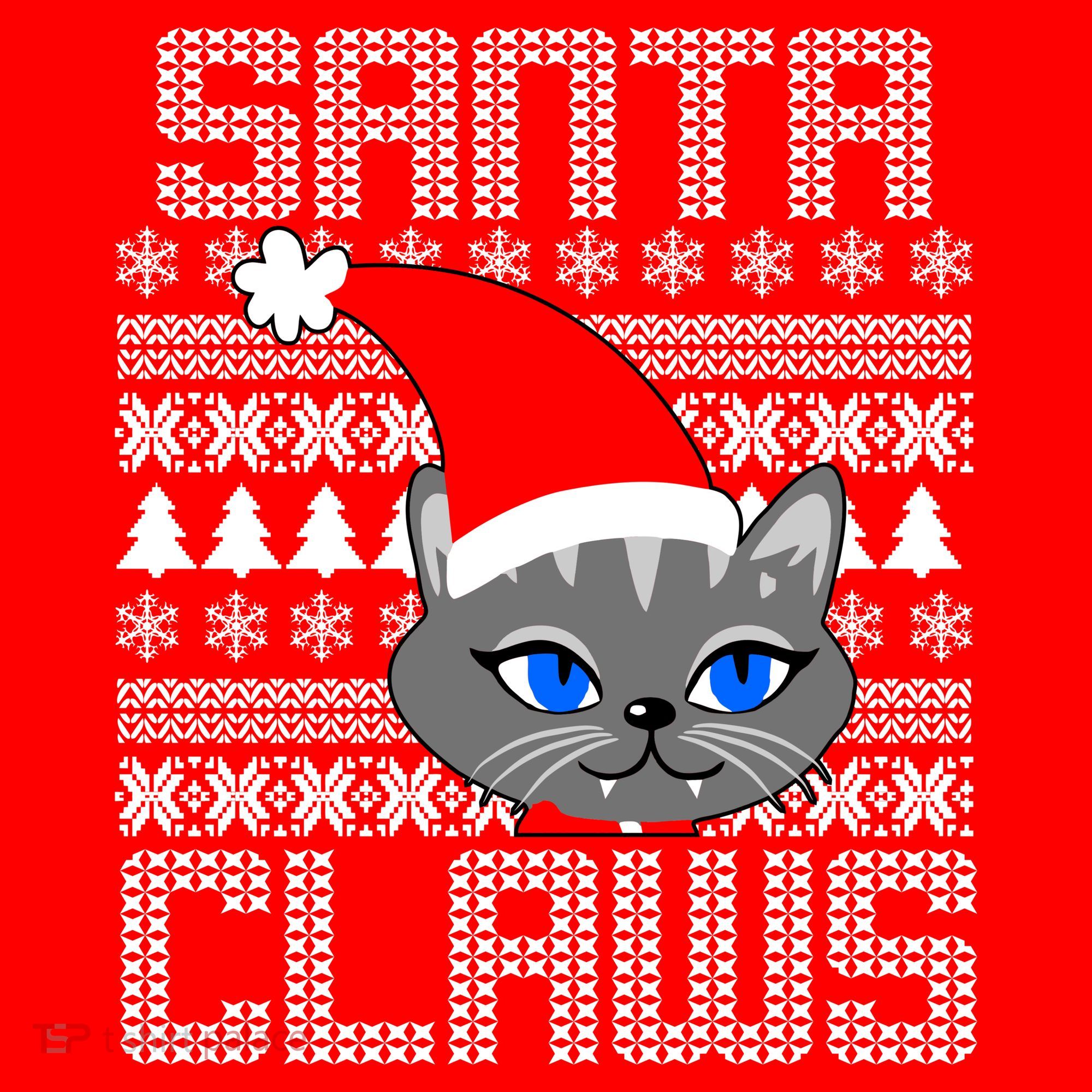 Santa Claws Cat Ugly Christmas Sweater Design Women's T-Shirt