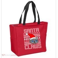 Santa Claws Cat Ugly Christmas Sweater Design Tote Bag thumb 2