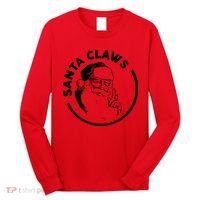 Santa Claws Drinking Funny Christmas Long Sleeve Shirt thumb 0