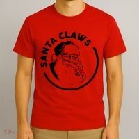 Santa Claws Drinking Funny Christmas T-Shirt thumb 3