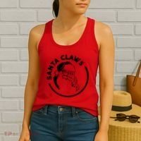 Santa Claws Drinking Funny Christmas Women's Tank Top thumb 2