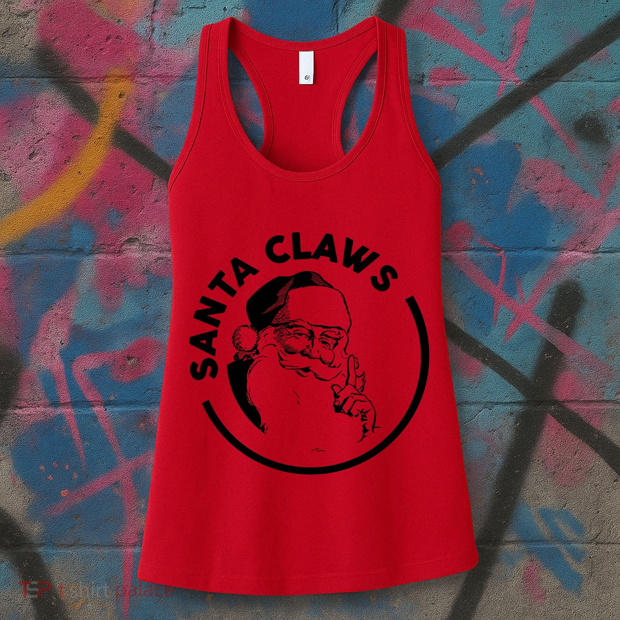 Santa Claws Drinking Funny Christmas Women's Tank Top