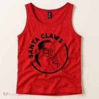 Santa Claws Drinking Funny Christmas Tank Top thumb 2