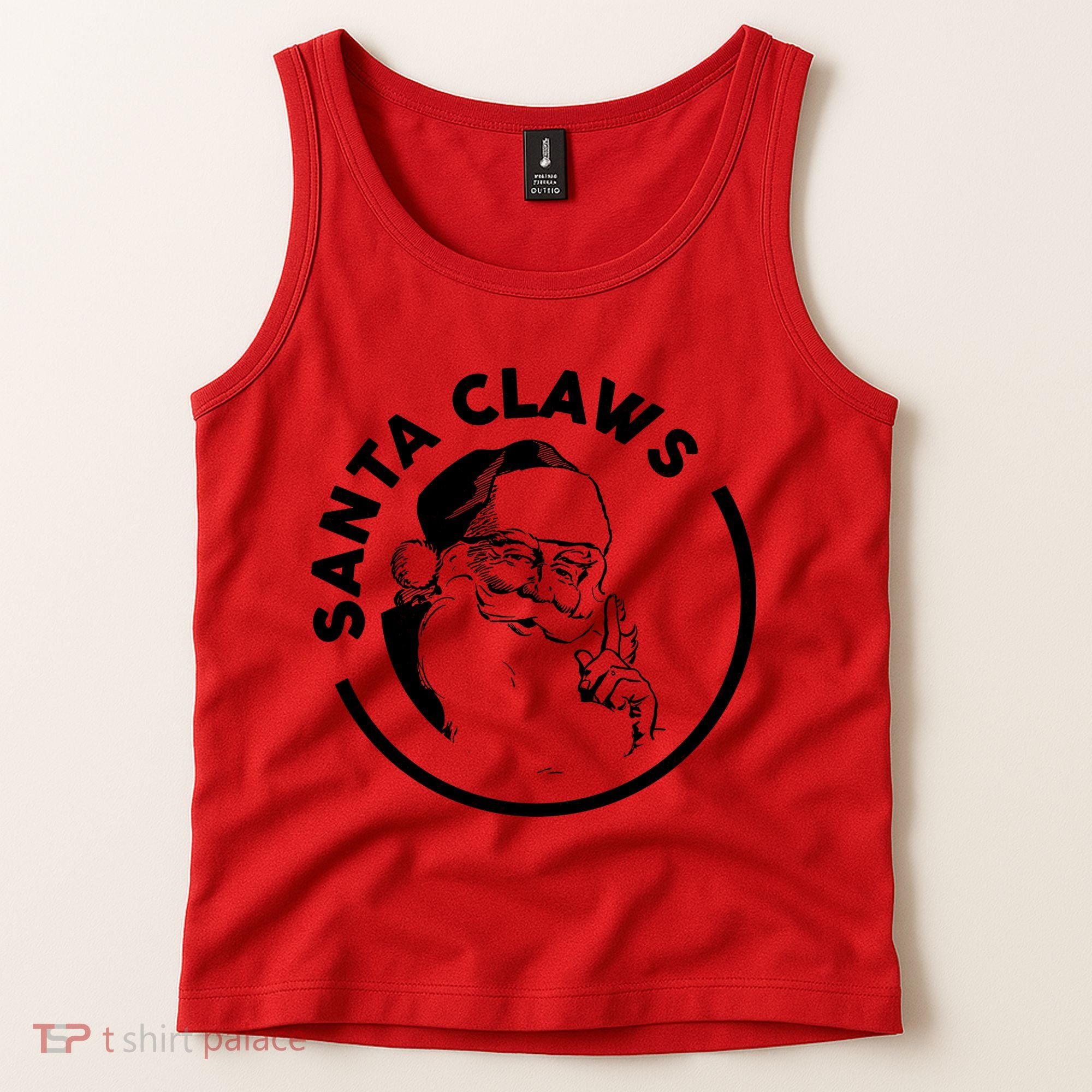Santa Claws Drinking Funny Christmas Tank Top
