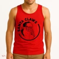 Santa Claws Drinking Funny Christmas Tank Top thumb 3