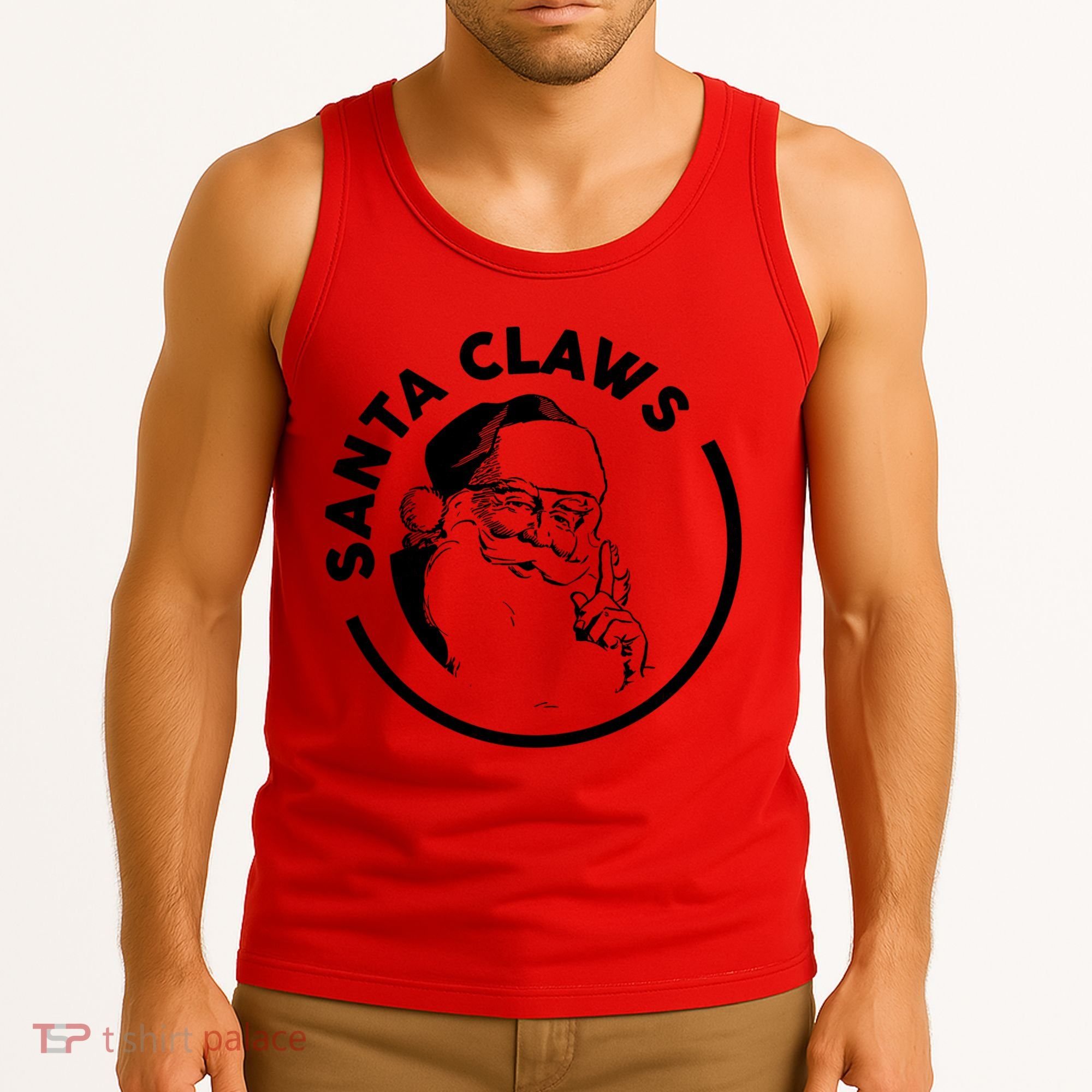 Santa Claws Drinking Funny Christmas Tank Top