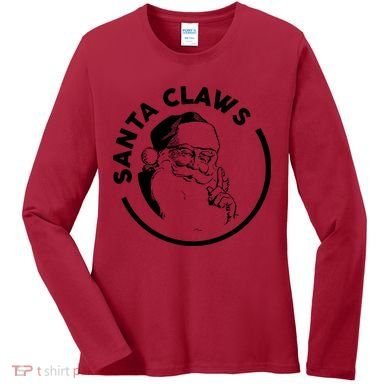 Santa Claws Drinking Funny Christmas Women's Long Sleeve Shirt
