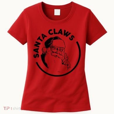 Santa Claws Drinking Funny Christmas Women's T-Shirt