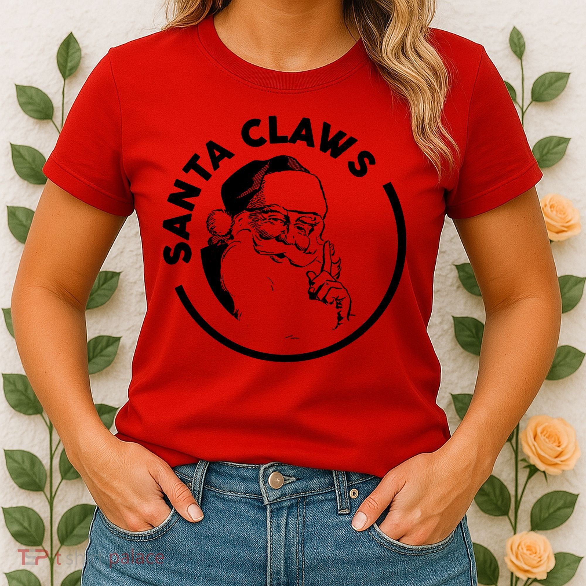 Santa Claws Drinking Funny Christmas Women's T-Shirt