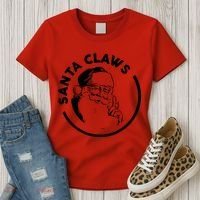 Santa Claws Drinking Funny Christmas Women's T-Shirt thumb 3