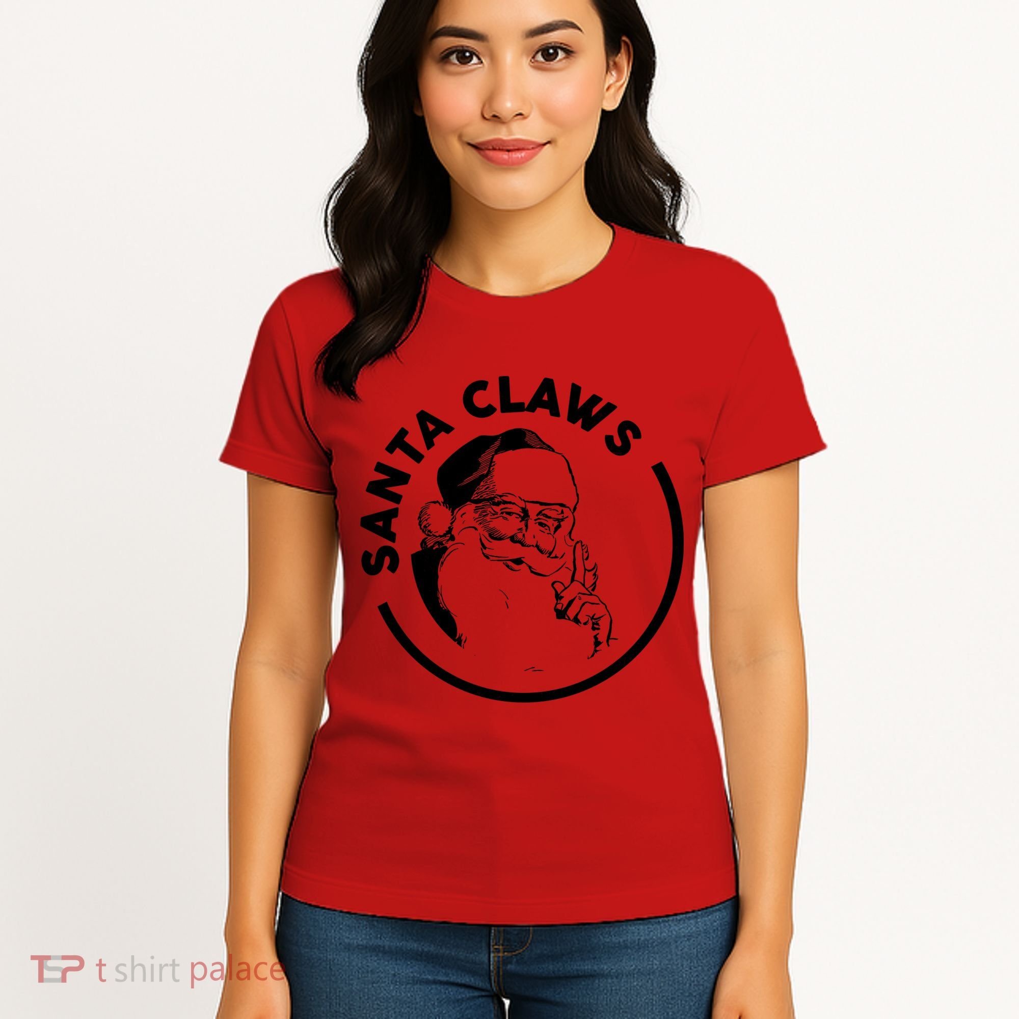 Santa Claws Drinking Funny Christmas Women's T-Shirt