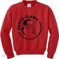 Santa Claws Drinking Funny Christmas Kids Sweatshirt thumb 0