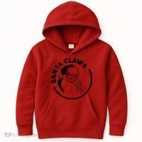 Santa Claws Drinking Funny Christmas Kids Hoodie thumb 0