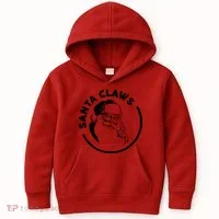 Santa Claws Drinking Funny Christmas Kids Hoodie thumb 0