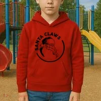 Santa Claws Drinking Funny Christmas Kids Hoodie thumb 2