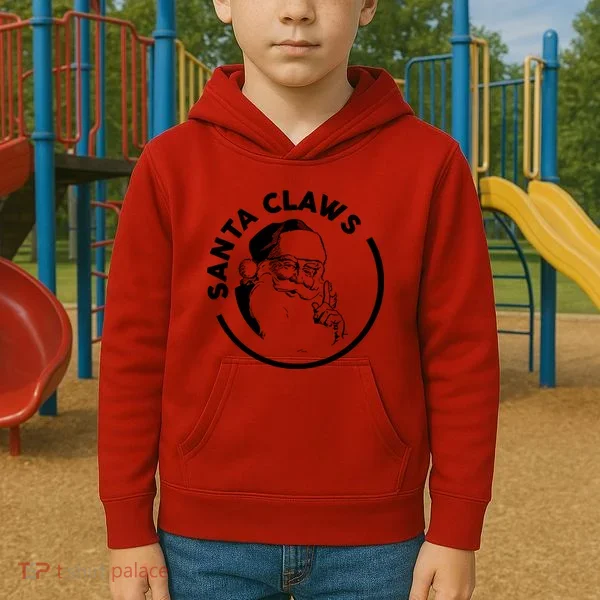 Santa Claws Drinking Funny Christmas Kids Hoodie