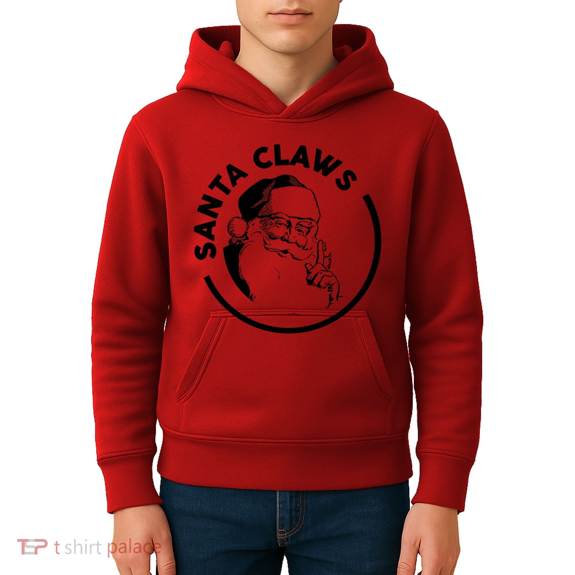 Santa Claws Drinking Funny Christmas Kids Hoodie