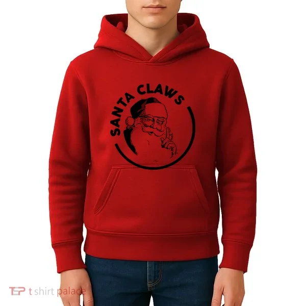Santa Claws Drinking Funny Christmas Kids Hoodie
