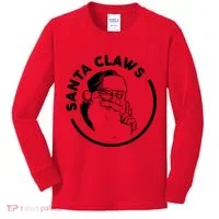 Santa Claws Drinking Funny Christmas Kids Long Sleeve Shirt thumb 0