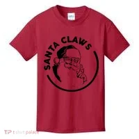 Santa Claws Drinking Funny Christmas Kids T-Shirt thumb 0