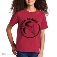 Santa Claws Drinking Funny Christmas Kids T-Shirt thumb 2