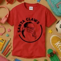 Santa Claws Drinking Funny Christmas Kids T-Shirt thumb 3