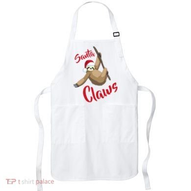 Santa Claws Sloth Christmas Apron