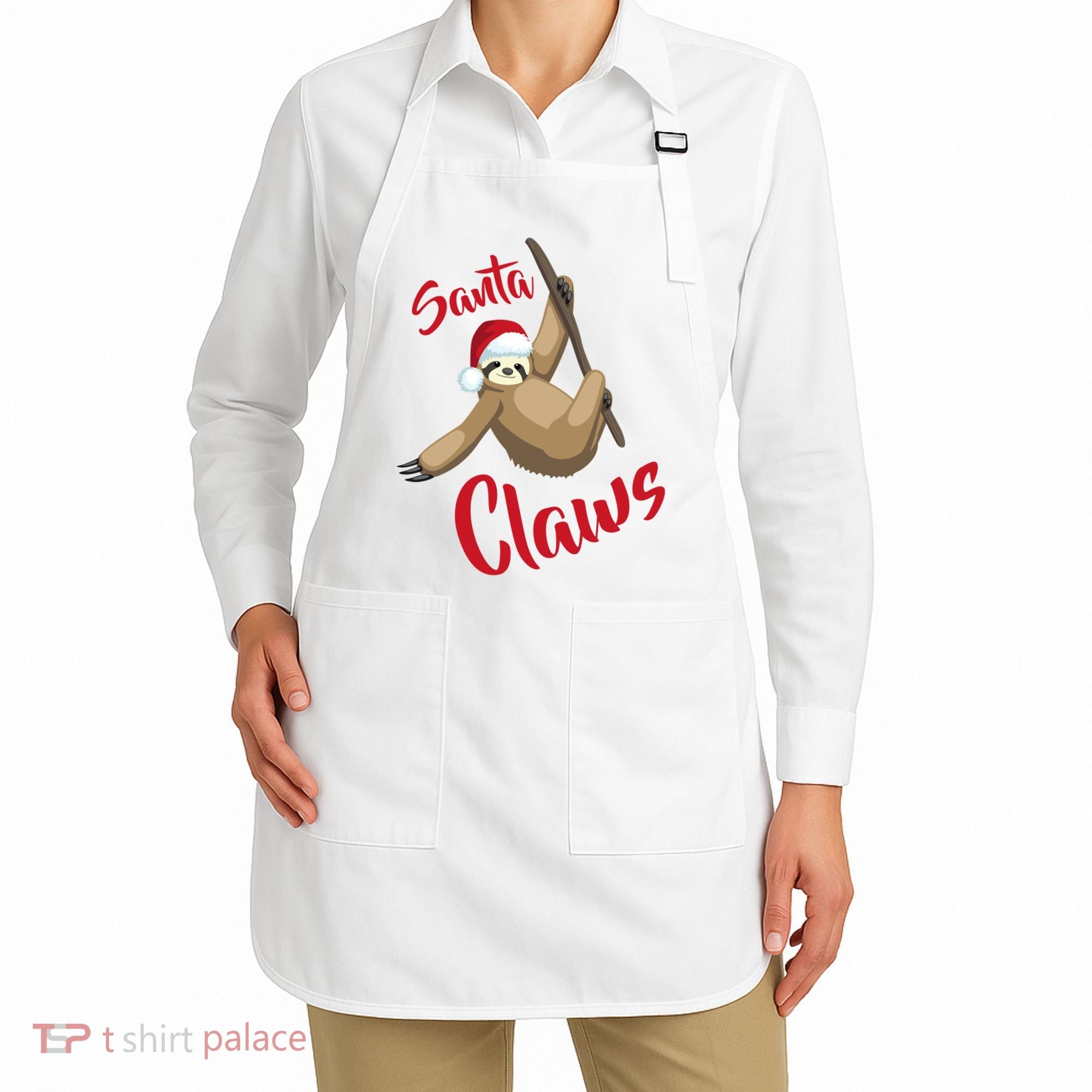 Santa Claws Sloth Christmas Apron