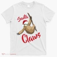 Santa Claws Sloth Christmas T-Shirt thumb 0