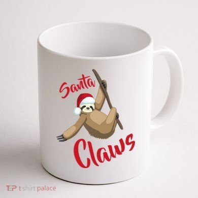 Santa Claws Sloth Christmas Coffee Mug back