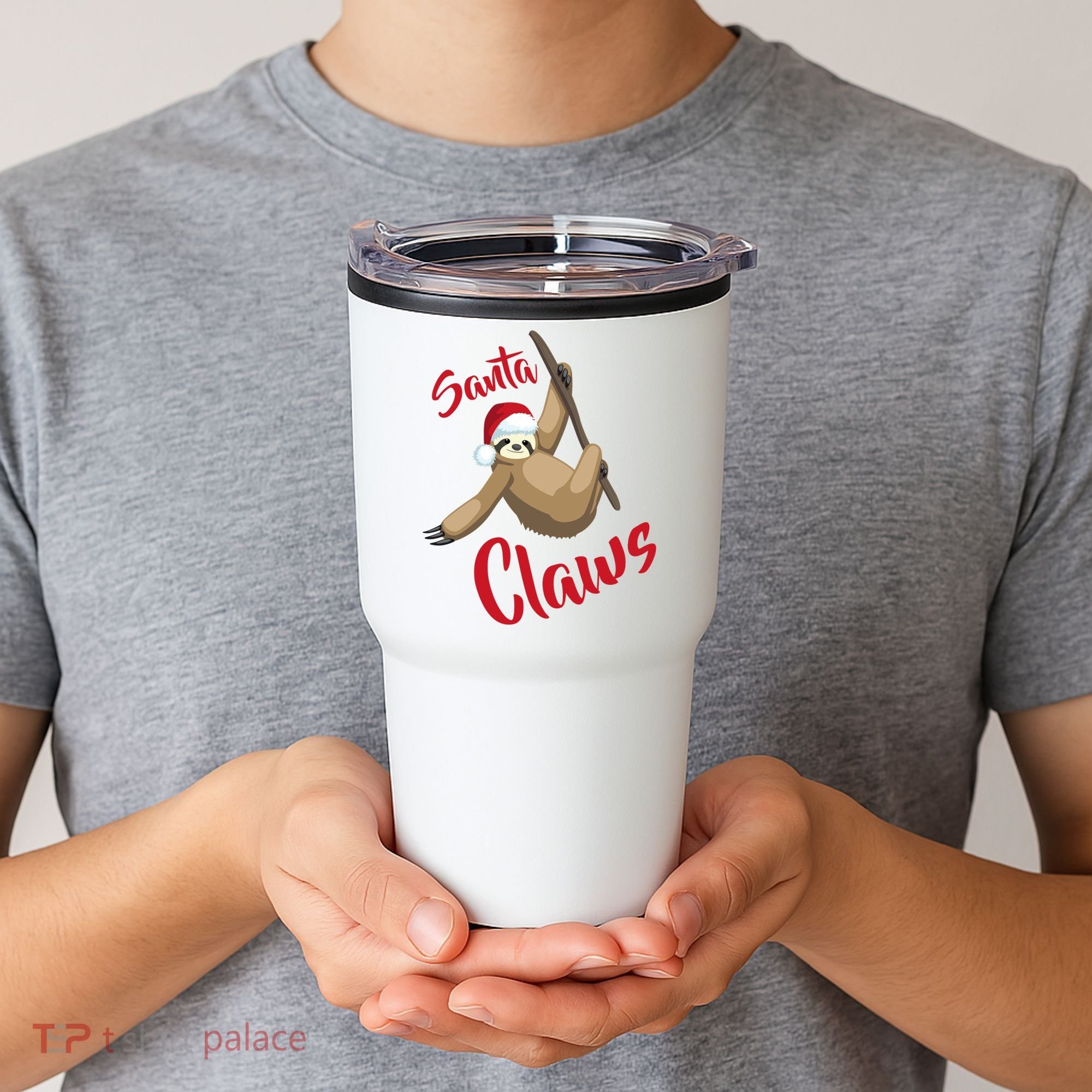 Santa Claws Sloth Christmas Tumbler