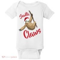 Santa Claws Sloth Christmas Baby Bodysuit thumb 0