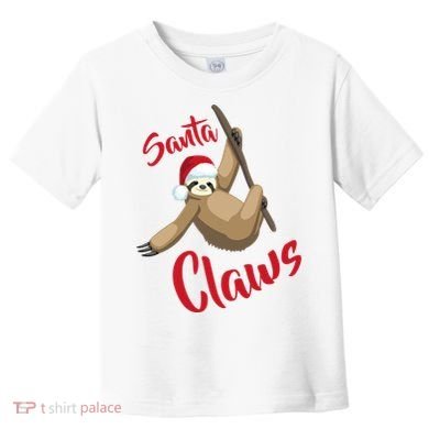 Santa Claws Sloth Christmas Toddler T-Shirt