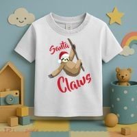 Santa Claws Sloth Christmas Toddler T-Shirt thumb 3