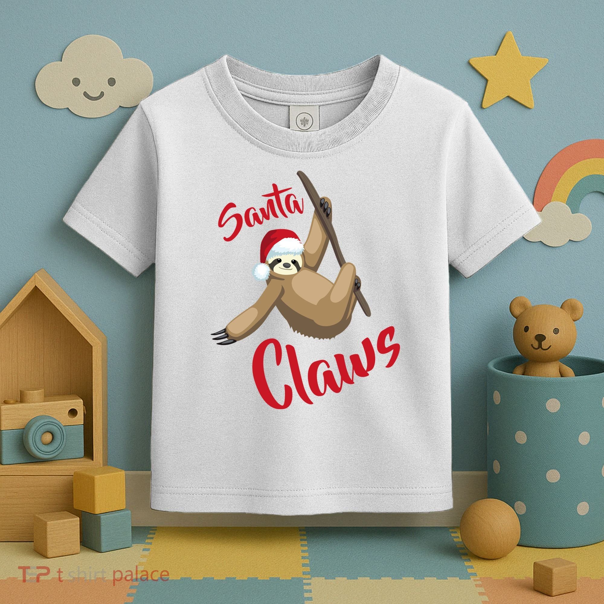 Santa Claws Sloth Christmas Toddler T-Shirt