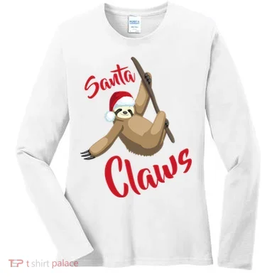 Santa Claws Sloth Christmas Women's Long Sleeve Shirt