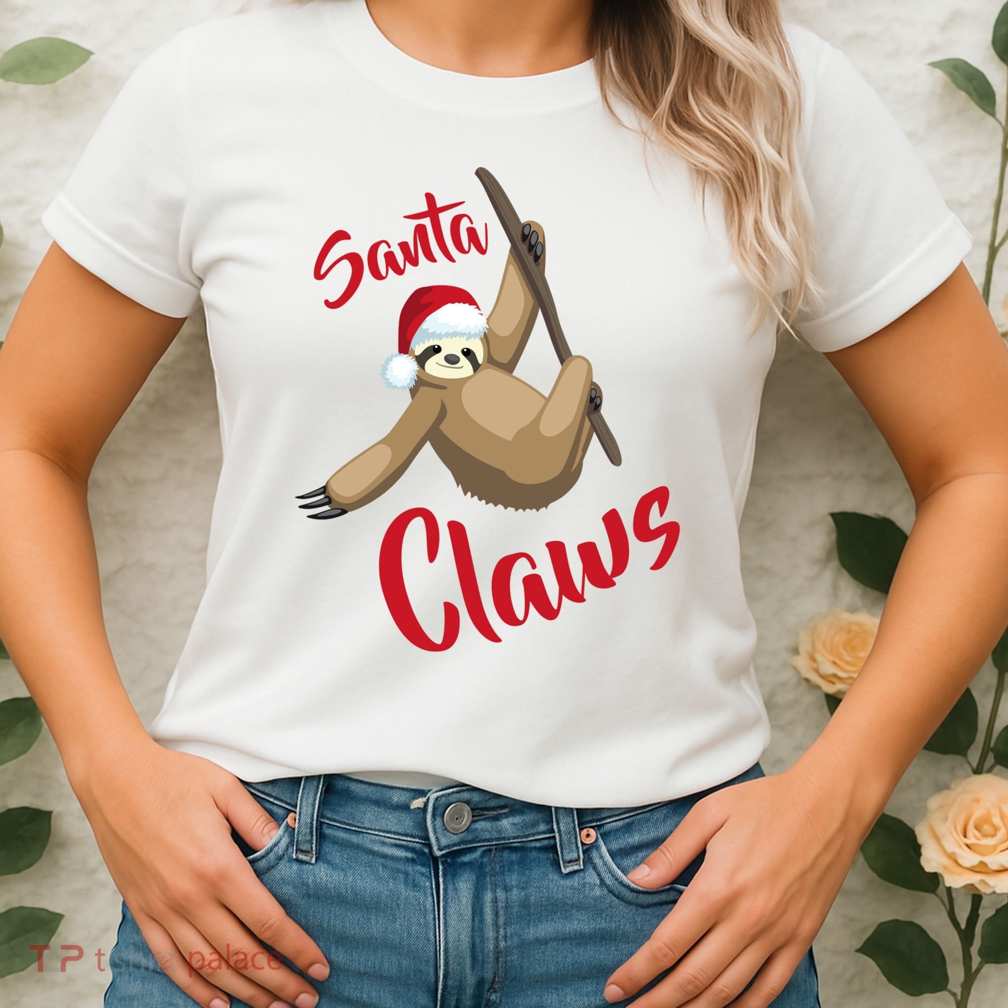 Santa Claws Sloth Christmas Women's T-Shirt