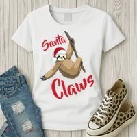 Santa Claws Sloth Christmas Women's T-Shirt thumb 3