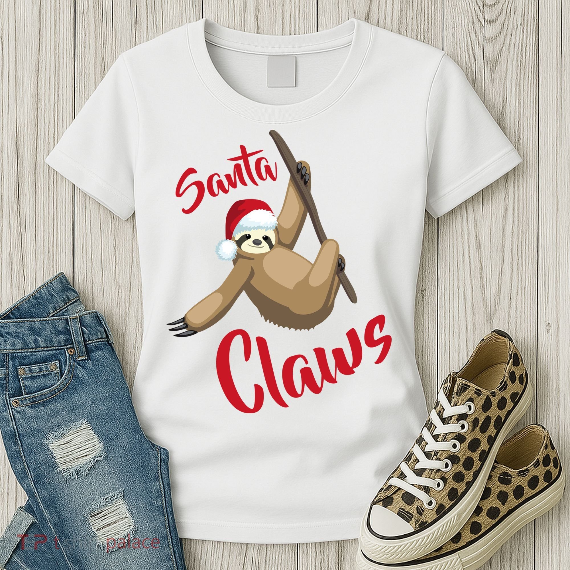 Santa Claws Sloth Christmas Women's T-Shirt