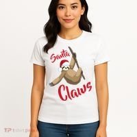 Santa Claws Sloth Christmas Women's T-Shirt thumb 4