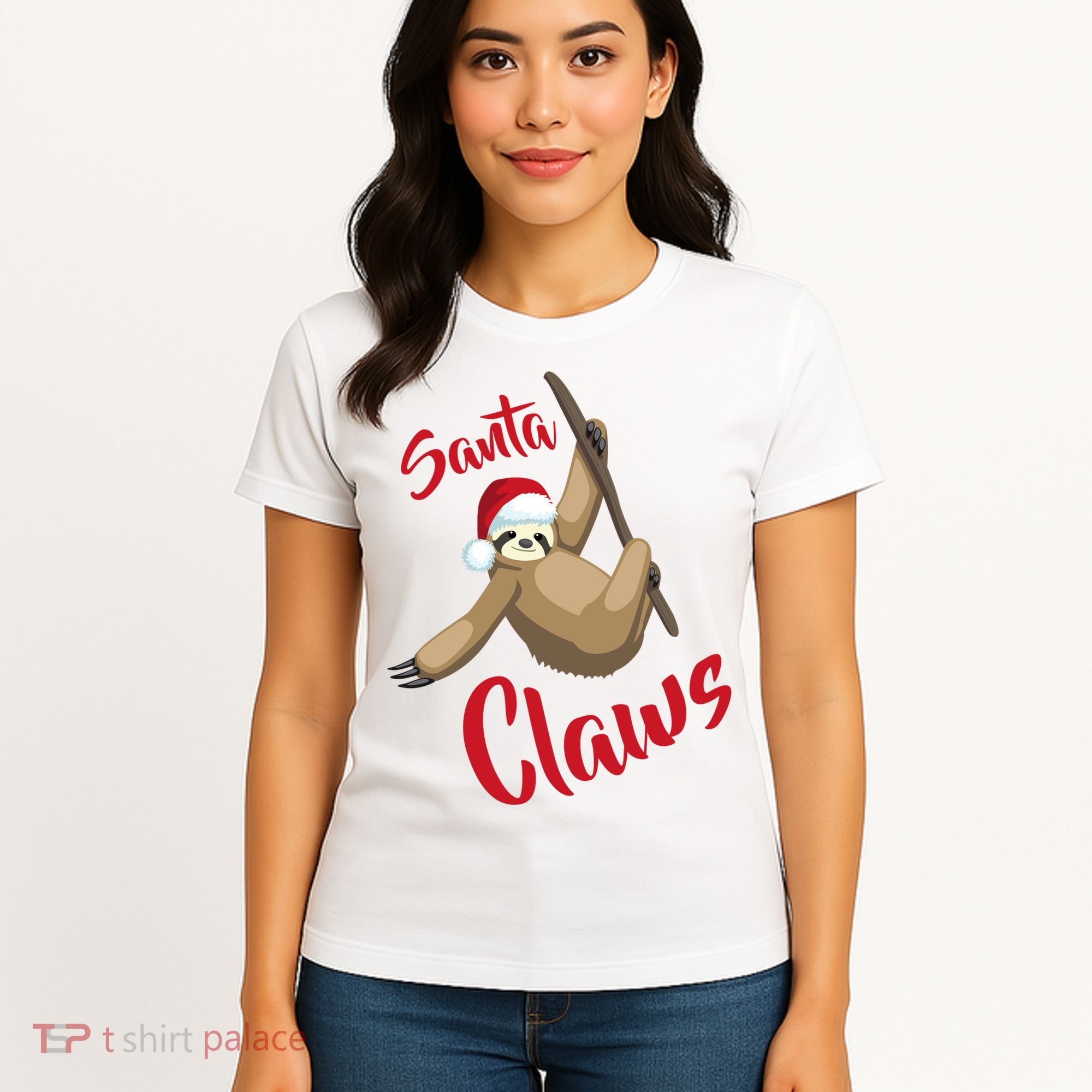 Santa Claws Sloth Christmas Women's T-Shirt