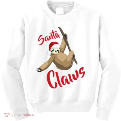 Santa Claws Sloth Christmas Kids Sweatshirt