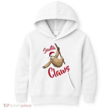 Santa Claws Sloth Christmas Kids Hoodie