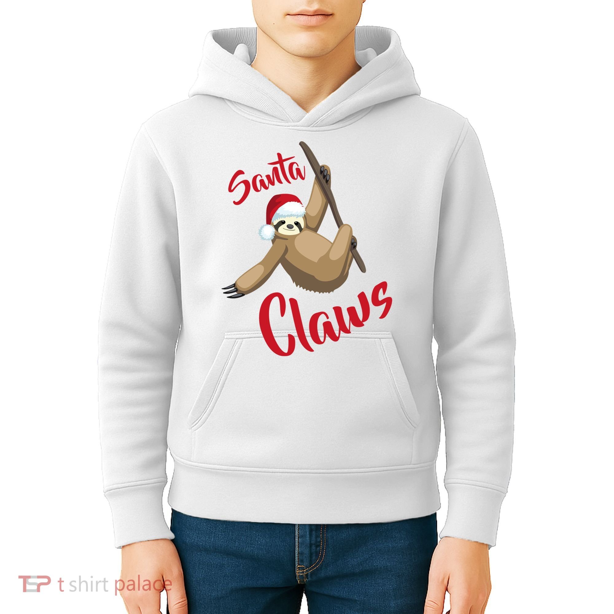 Santa Claws Sloth Christmas Kids Hoodie