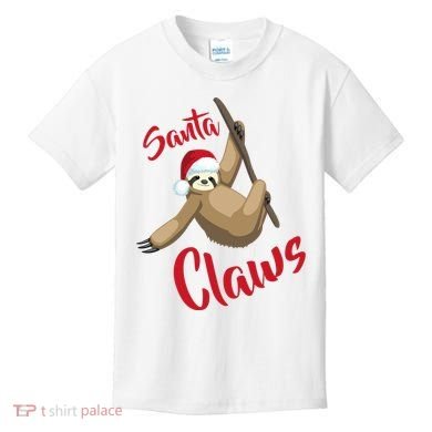 Santa Claws Sloth Christmas Kids T-Shirt