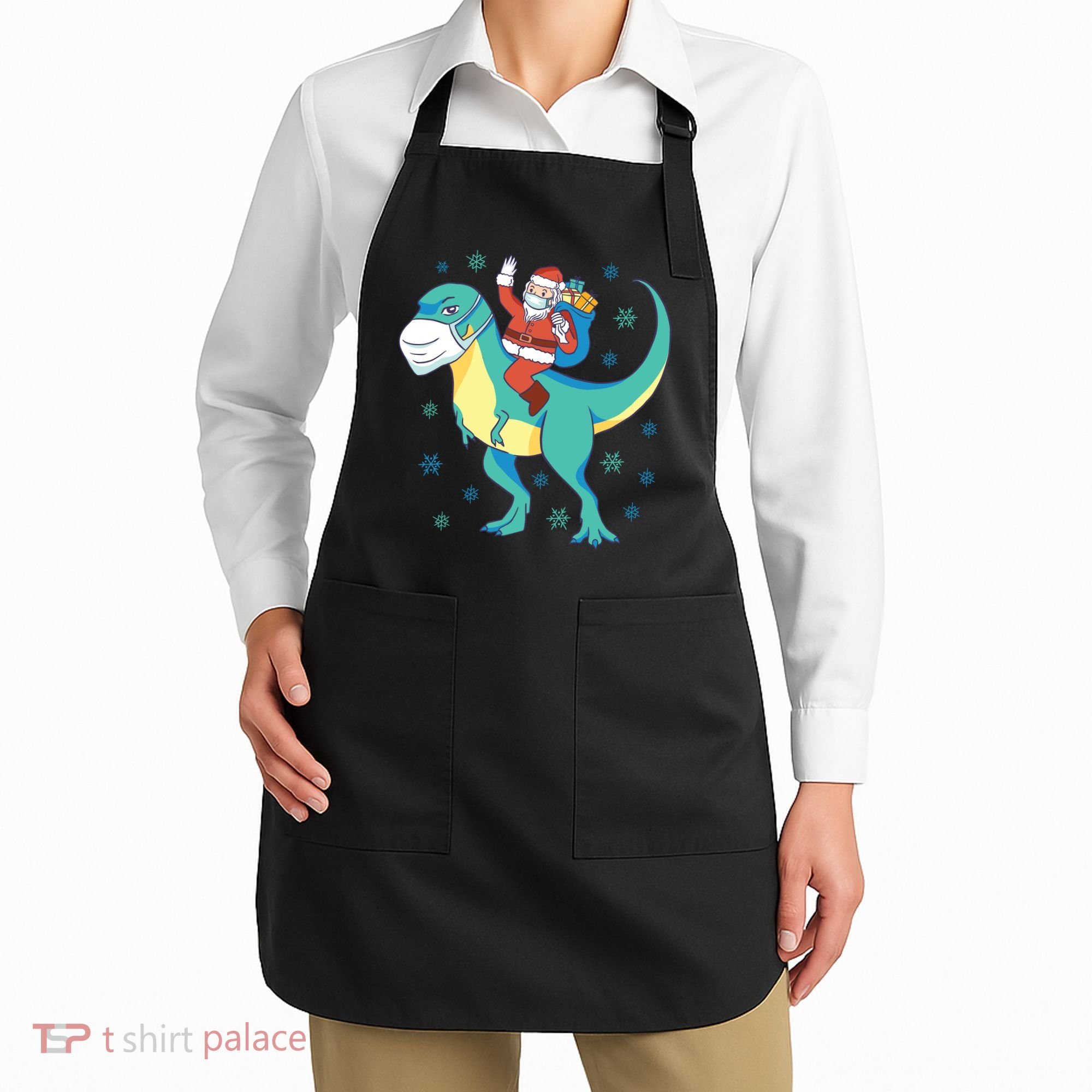 Santa Dinosaur Pandemic Apron