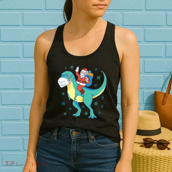 Santa Dinosaur Pandemic Women's Tank Top