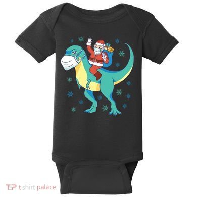Santa Dinosaur Pandemic Baby Bodysuit