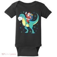 Santa Dinosaur Pandemic Baby Bodysuit thumb 0