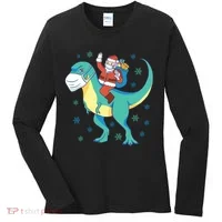 Santa Dinosaur Pandemic Women's Long Sleeve Shirt thumb 0